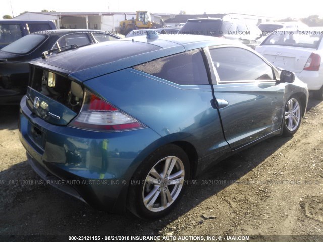 JHMZF1D68BS014633 - 2011 HONDA CR-Z EX BLUE photo 4