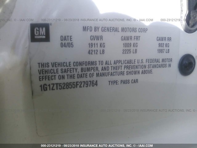 1G1ZT52855F279764 - 2005 CHEVROLET MALIBU LS Ağ foto 9