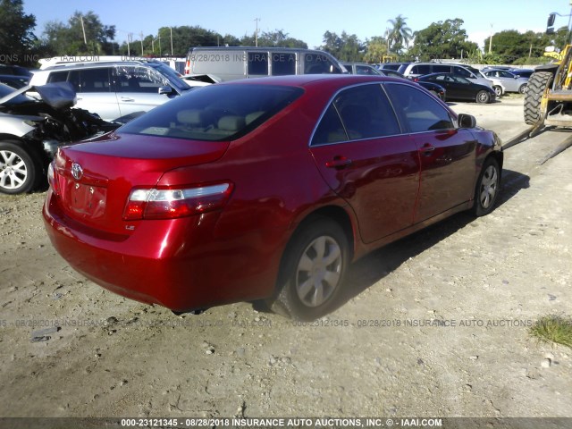 4T1BE46K37U022616 - 2007 TOYOTA CAMRY NEW GENERAT CE/LE/XLE/SE RED photo 4