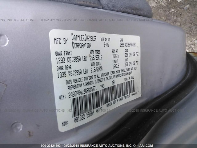 2A8GP64L06R615771 - 2006 CHRYSLER TOWN & COUNTRY LIMITED SILVER photo 9