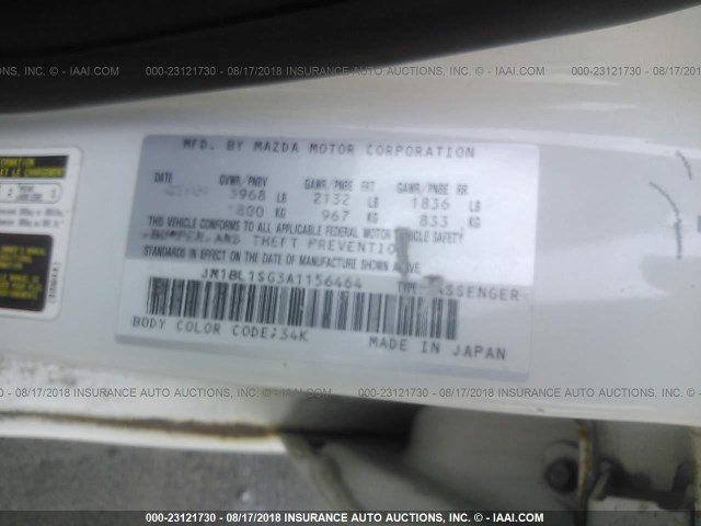 JM1BL1SG3A1156464 - 2010 MAZDA 3 I WHITE photo 9