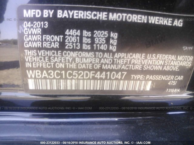 WBA3C1C52DF441047 - 2013 BMW 328 I SULEV BLACK photo 9
