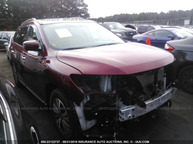 5N1DR2MM6HC697017 - 2017 NISSAN PATHFINDER S/SV/SL/PLATINUM RED photo 1