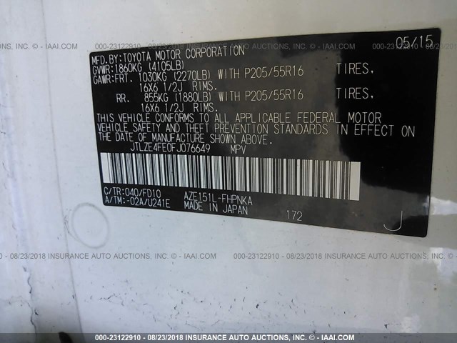 JTLZE4FE0FJ076649 - 2015 TOYOTA SCION XB Ağ foto 9