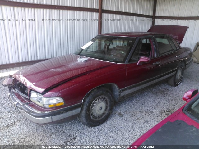 1G4CW53L8M1673581 - 1991 BUICK PARK AVENUE  MAROON photo 2