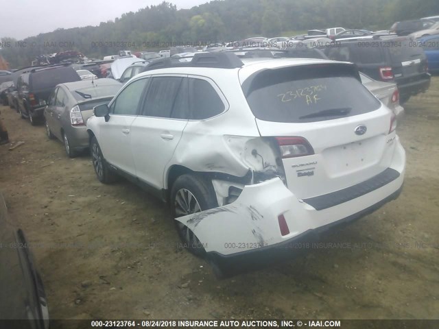 4S4BSALC3F3229256 - 2015 SUBARU OUTBACK 2.5I LIMITED WHITE photo 3