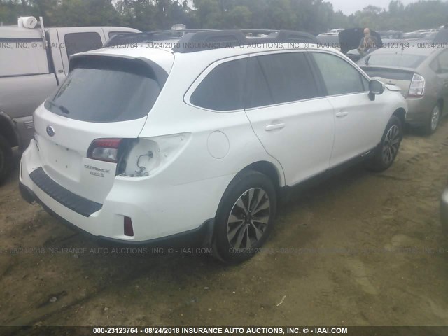 4S4BSALC3F3229256 - 2015 SUBARU OUTBACK 2.5I LIMITED WHITE photo 4