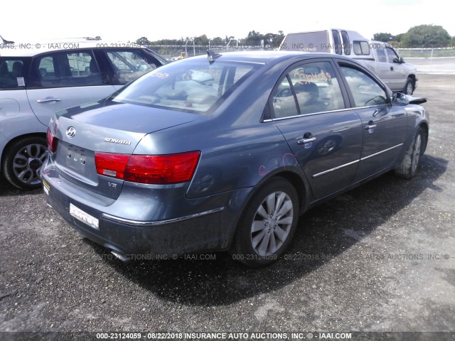 5NPEU46F29H545355 - 2009 HYUNDAI SONATA SE/LIMITED BLUE photo 4