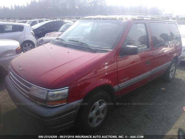 2P4GH45R9RR747701 - 1994 PLYMOUTH VOYAGER SE RED photo 2