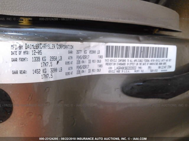 1J4GR48K96C222653 - 2006 JEEP GRAND CHEROKEE LAREDO/COLUMBIA/FREEDOM 米色 照片 9