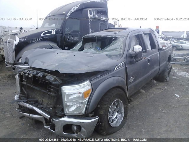 1FT8W3BT4BEC01884 - 2011 FORD F350 4X4 CREWCAB SUPER DUTY GRAY photo 2