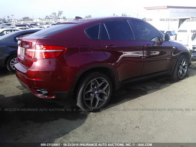 5UXFG2C55BLX07670 - 2011 BMW X6 XDRIVE35I RED photo 4