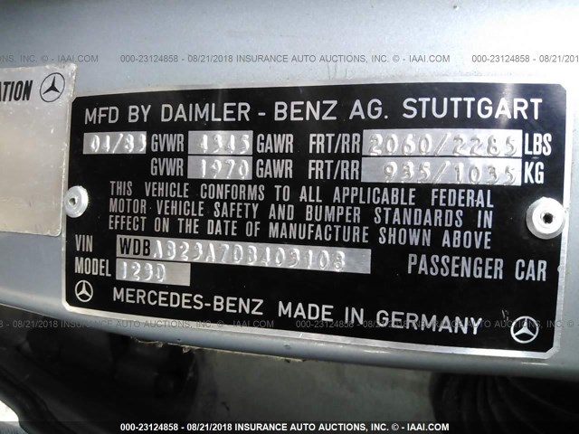 WDBAB23A7DB403108 - 1983 MERCEDES-BENZ 240 D BLUE photo 9