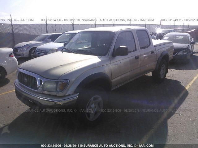 5TEHN72N71Z838954 - 2001 TOYOTA TACOMA DOUBLE CAB GOLD photo 2