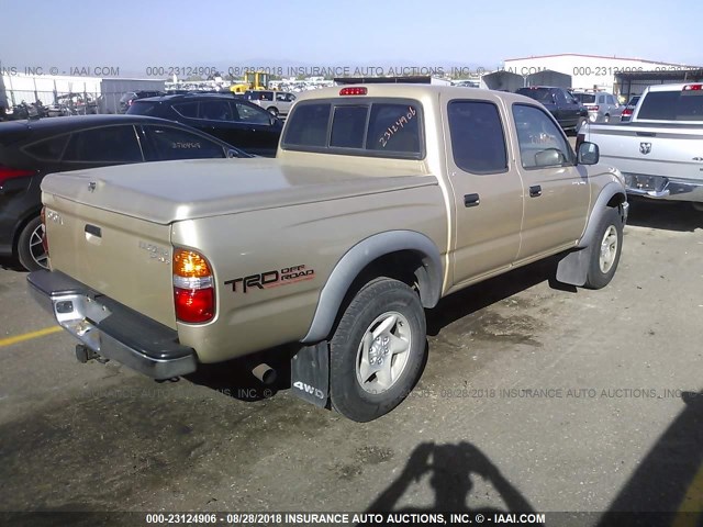 5TEHN72N71Z838954 - 2001 TOYOTA TACOMA DOUBLE CAB ოქროსფერი ფოტო 4
