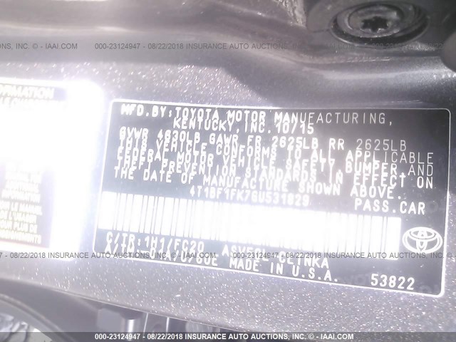 4T1BF1FK7GU531829 - 2016 TOYOTA CAMRY LE/XLE/SE/XSE 灰色 照片 9