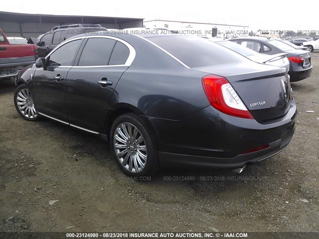 1LNHL9DK9DG616038 - 2013 LINCOLN MKS GRAY photo 3