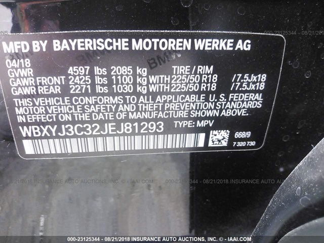 WBXYJ3C32JEJ81293 - 2018 BMW X2 SDRIVE28I Qara foto 9