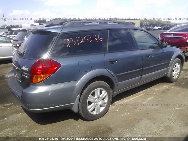 4S4BP61C757356407 - 2005 SUBARU LEGACY OUTBACK 2.5I BLUE photo 4