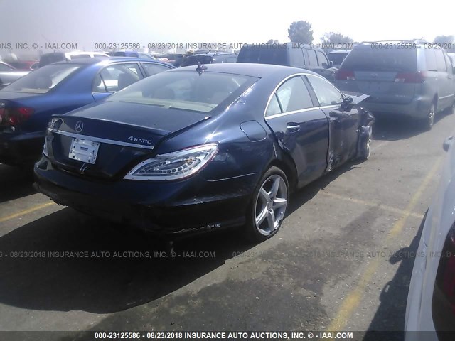 WDDLJ9BB2EA122864 - 2014 MERCEDES-BENZ CLS 550 4MATIC BLUE photo 4