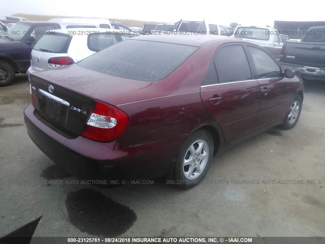 4T1BE30K62U037087 - 2002 TOYOTA CAMRY LE/XLE/SE Bordo foto 4
