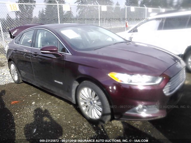 3FA6P0LU6DR257535 - 2013 FORD FUSION SE HYBRID MAROON photo 1