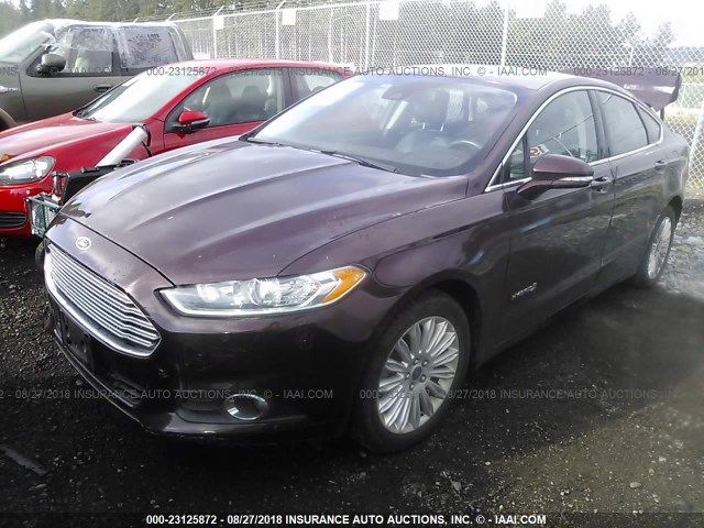 3FA6P0LU6DR257535 - 2013 FORD FUSION SE HYBRID MAROON photo 2