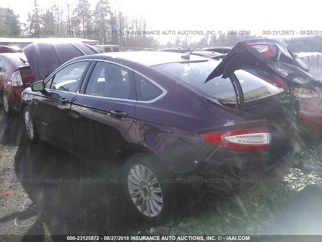 3FA6P0LU6DR257535 - 2013 FORD FUSION SE HYBRID MAROON photo 3