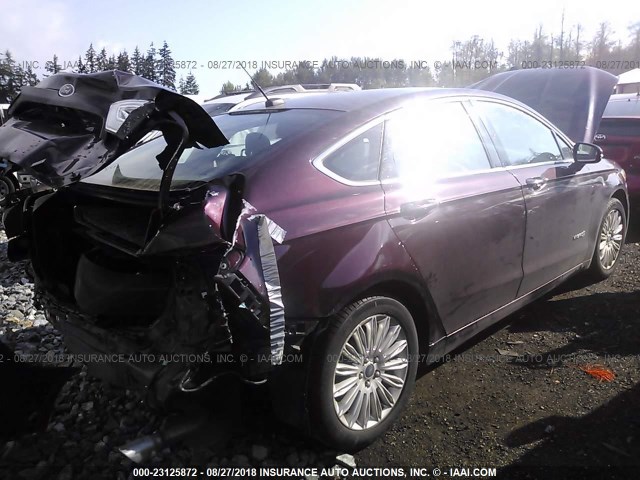 3FA6P0LU6DR257535 - 2013 FORD FUSION SE HYBRID MAROON photo 4