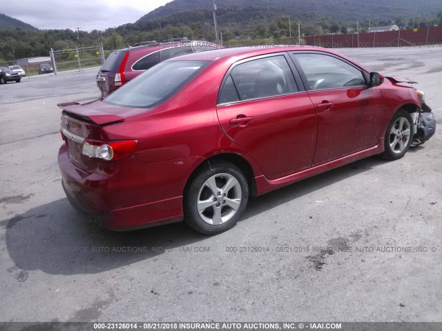 2T1BU4EE7BC624346 - 2011 TOYOTA COROLLA S/LE RED photo 4