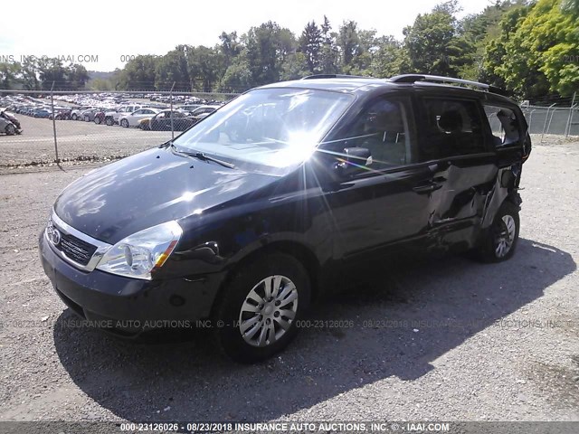 KNDMG4C74C6446702 - 2012 KIA SEDONA LX BLACK photo 2