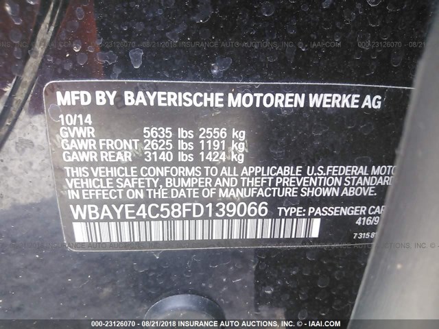 WBAYE4C58FD139066 - 2015 BMW 740 LI BLACK photo 9