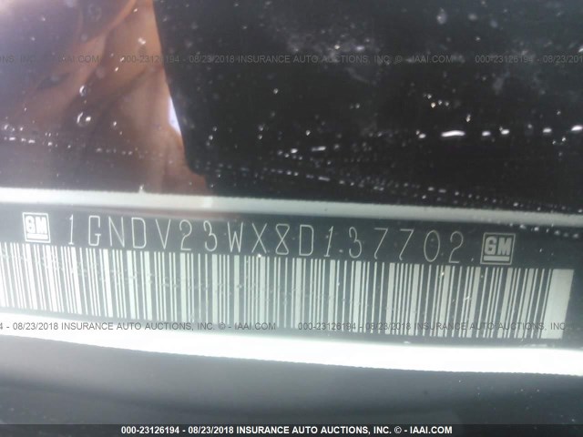 1GNDV23WX8D137702 - 2008 CHEVROLET UPLANDER LS 白色 照片 9