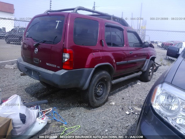 5N1ED28T52C586535 - 2002 NISSAN XTERRA XE/SE MAROON photo 4