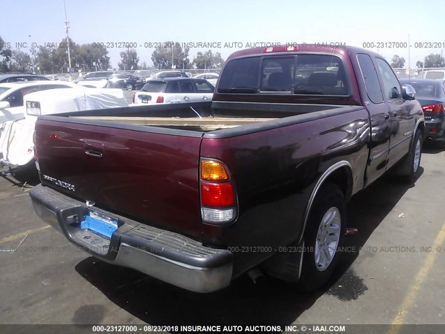 5TBRN34183S378140 - 2003 TOYOTA TUNDRA ACCESS CAB SR5 RED photo 4