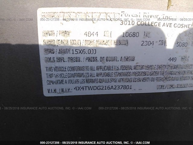 4X4TWDG216A237801 - 2006 FOREST RIVER OTHER  白色 照片 9