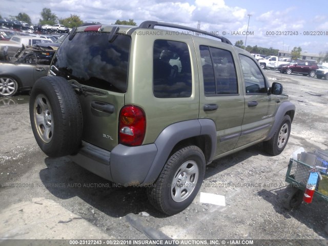 1J4GL48K23W733987 - 2003 JEEP LIBERTY SPORT/FREEDOM მწვანე ფოტო 4