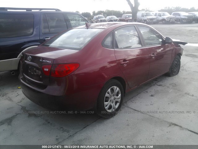 KMHDU46D39U799037 - 2009 HYUNDAI ELANTRA GLS/SE RED photo 4