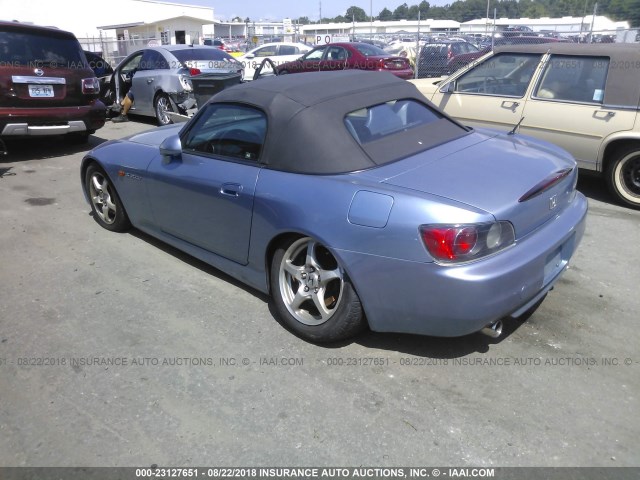 JHMAP114X3T006705 - 2003 HONDA S2000 BLUE photo 3