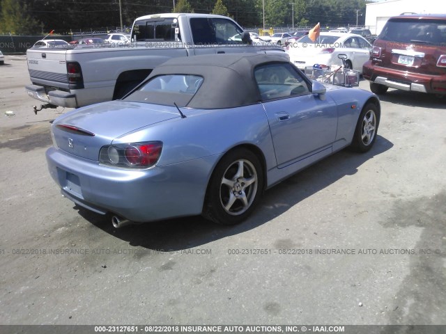 JHMAP114X3T006705 - 2003 HONDA S2000 BLUE photo 4