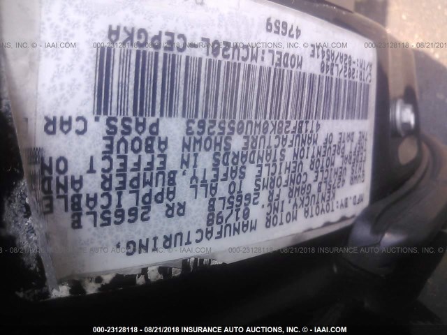 4T1BF28K0WU055263 - 1998 TOYOTA CAMRY CE/LE/XLE 黑色 照片 9