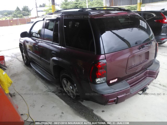 1GNDT13S552249604 - 2005 CHEVROLET TRAILBLAZER LS/LT BURGUNDY photo 3