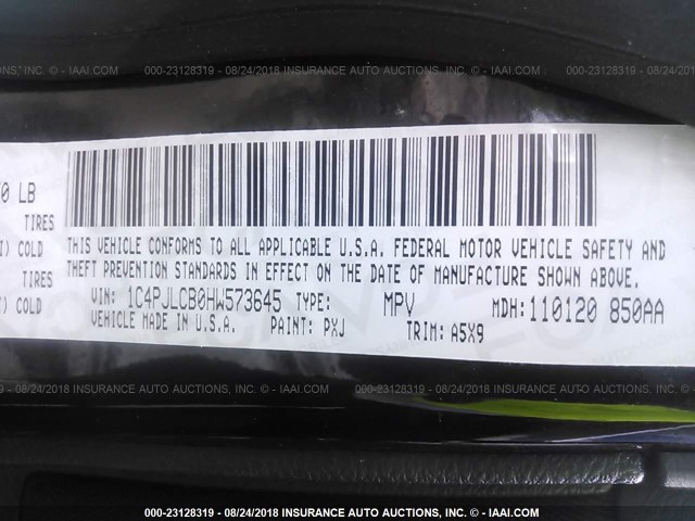 1C4PJLCB0HW573645 - 2017 JEEP CHEROKEE LATITUDE Qara foto 9