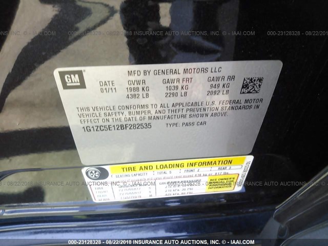 1G1ZC5E12BF282535 - 2011 CHEVROLET MALIBU 1LT BLACK photo 9