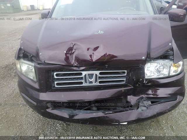 2HJYK16457H551359 - 2007 HONDA RIDGELINE RTS BURGUNDY photo 6