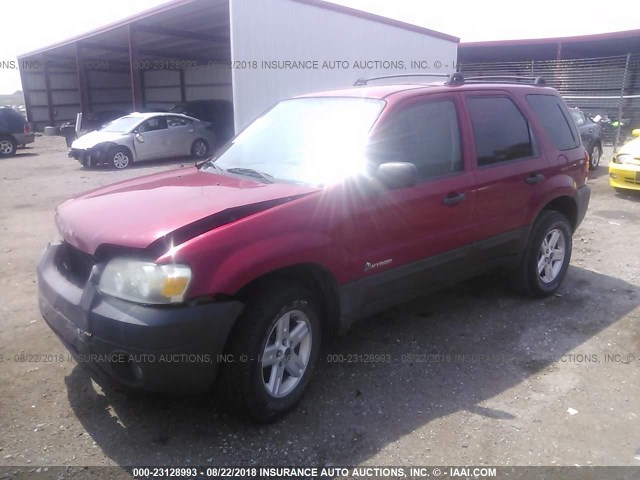 1FMYU95H96KC55393 - 2006 FORD ESCAPE HEV RED photo 2