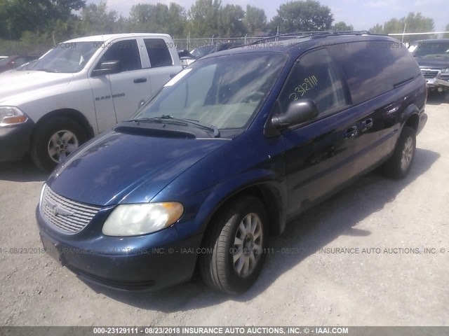 2C4GP74L22R590315 - 2002 CHRYSLER TOWN & COUNTRY EX BLUE photo 2