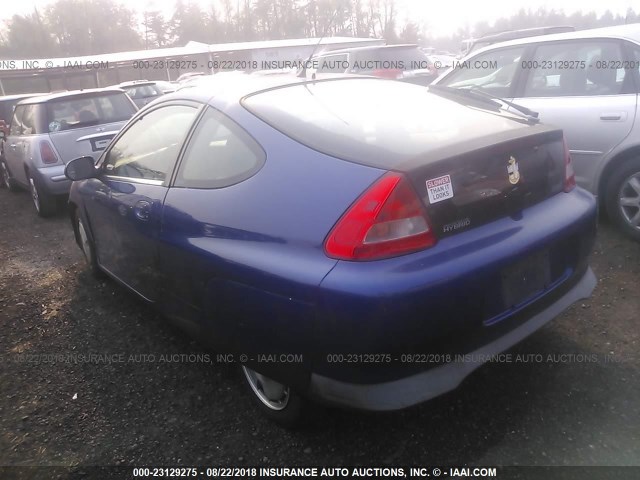 JHMZE14711T002571 - 2001 HONDA INSIGHT BLUE photo 3