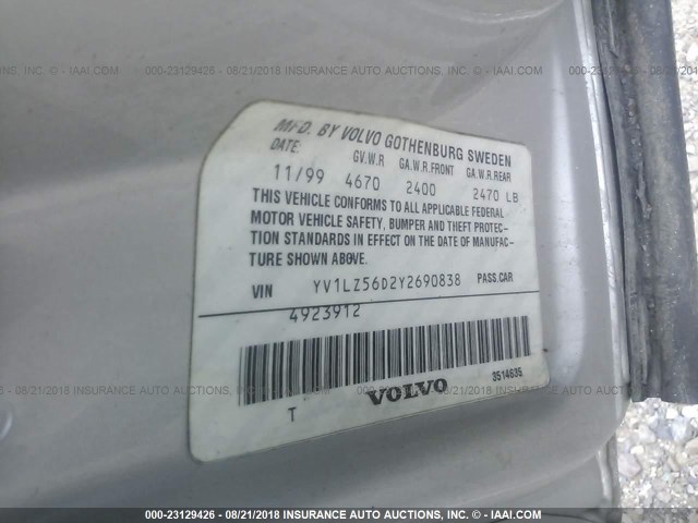 YV1LZ56D2Y2690838 - 2000 VOLVO V70 XC/SE SILVER photo 9