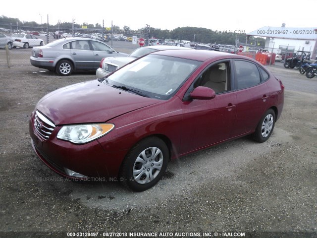 KMHDU4AD8AU129088 - 2010 HYUNDAI ELANTRA BLUE/GLS/SE MAROON photo 2